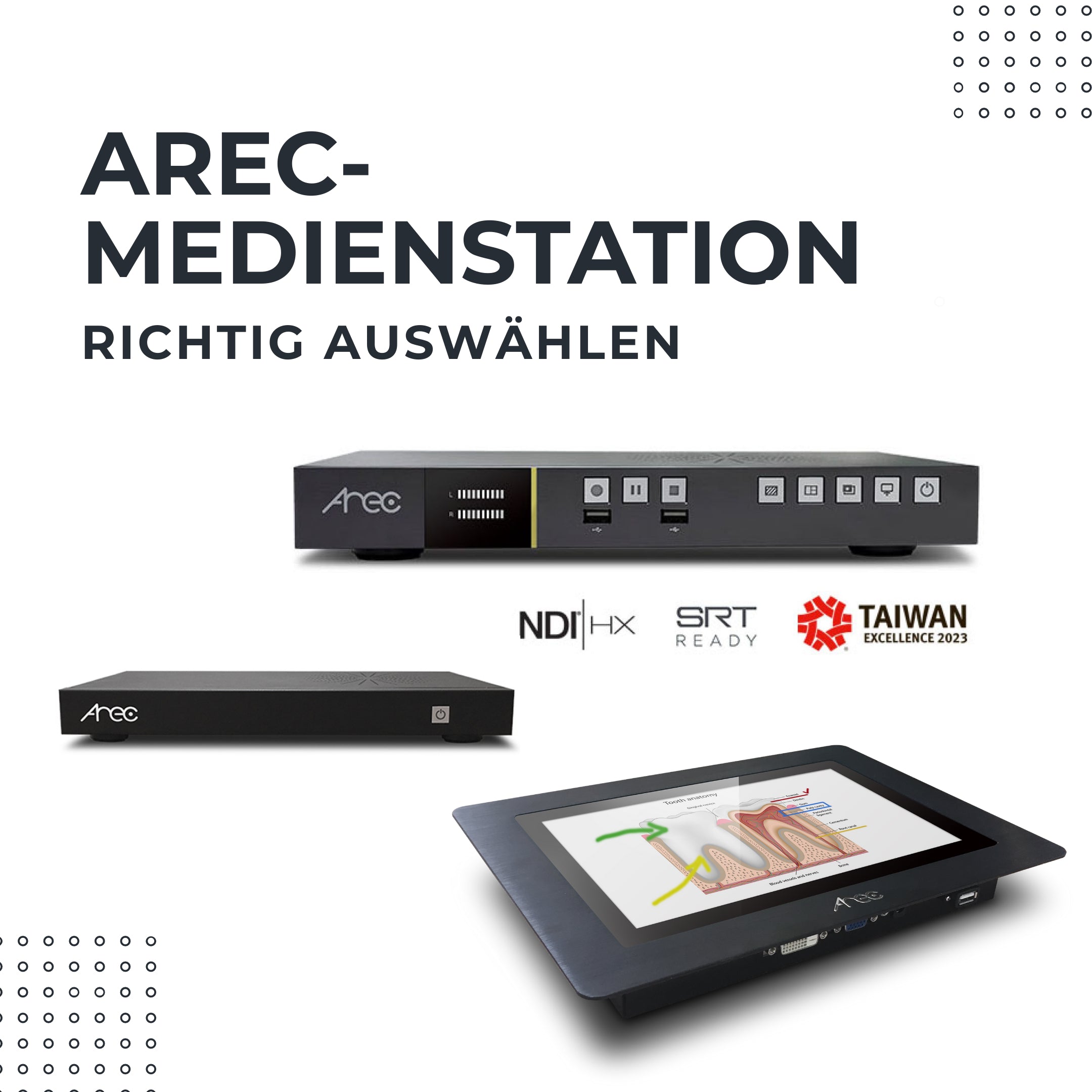 Derzeit gibt es 8 AREC Media Station Modelle in der LS/KL Serie