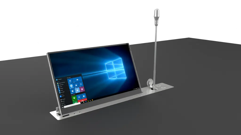 AE-Smart AX-15MG – motorisierter Einbaumonitor mit ausfahrbarem Mikrofon