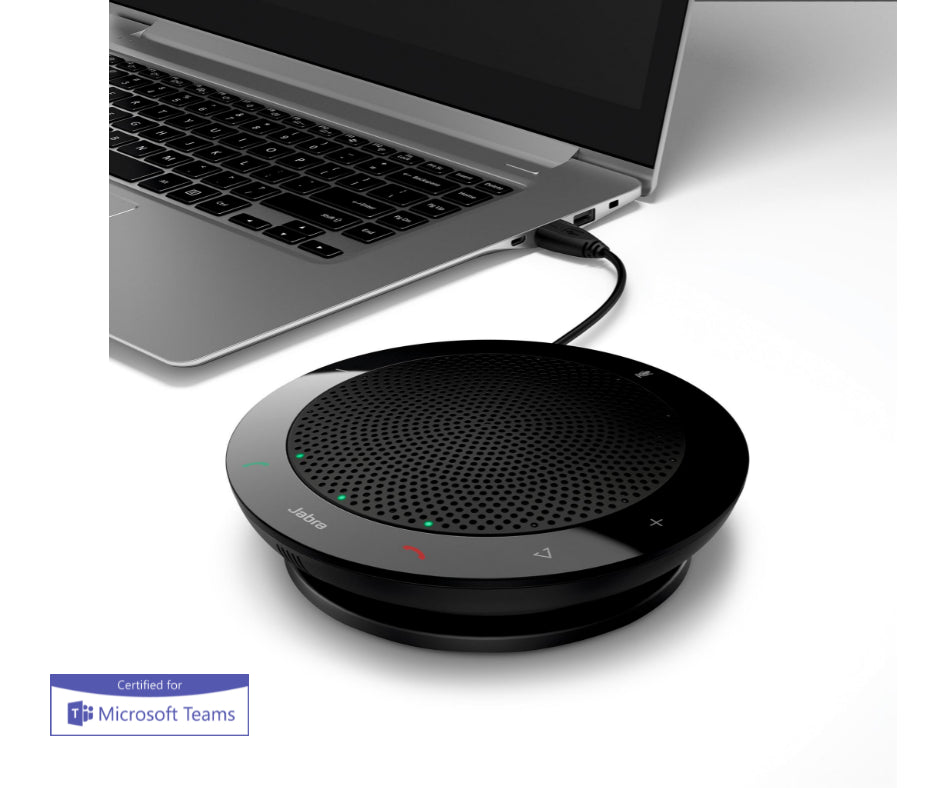 USB-Konferenzlösung für die Verwendung unterwegs, zertifiziert für Microsoft, 360-Grad-Mikrofon, reduziert Echos und Rauschen, Plug & Play, Stummschaltung und Lautstärkeregelung, unterstützt Wide-Band (150 - 6.800 Hz)
